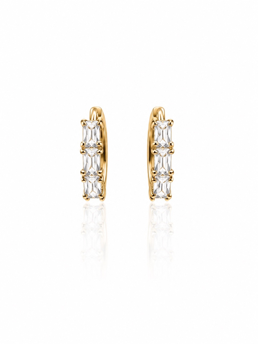 Gold-Filled Baguette Huggie Hoop Earrings